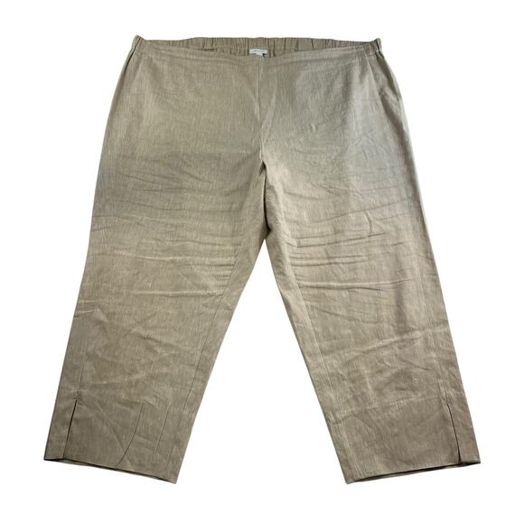J Jill Plus 4X Linen Stretch Pants Pull On Elastic Waist Straight Leg Slit Hem - Picture 2 of 15
